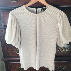 Sparkly Sheer Formal Top with Puff Sleeves